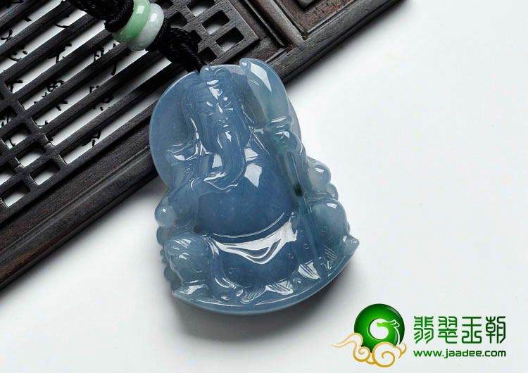 冰种紫罗兰缅甸翡翠关公挂件