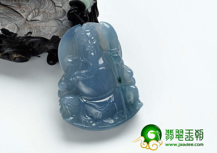 冰种紫罗兰缅甸翡翠关公挂件