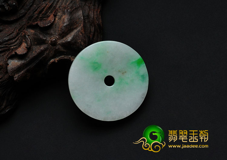 糯冰种飘翠缅甸翡翠平安扣挂件