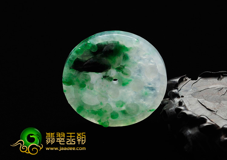 糯冰种飘翠缅甸翡翠喜上眉梢挂件