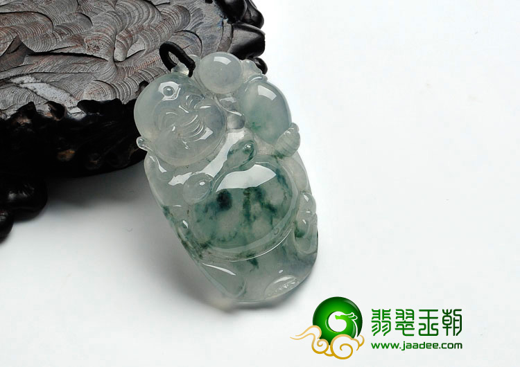 冰种飘花缅甸翡翠逍遥佛挂件