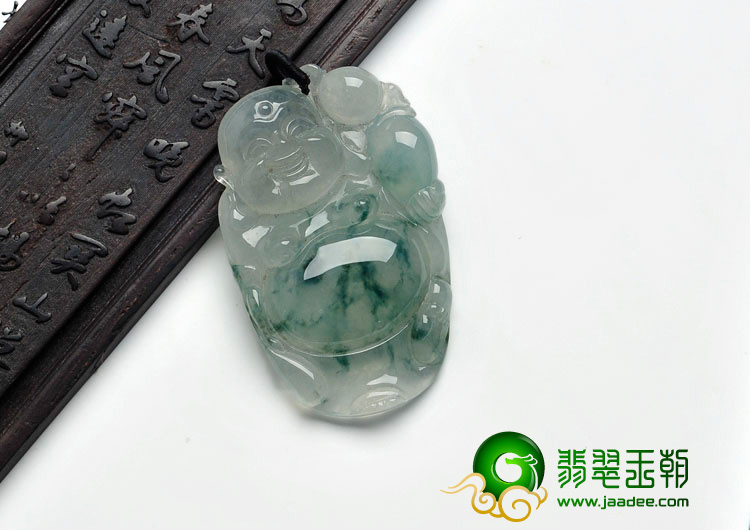 冰种飘花缅甸翡翠逍遥佛挂件