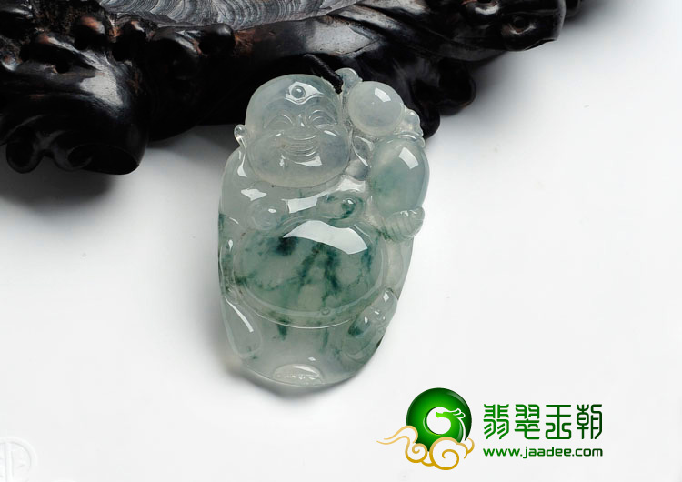 冰种飘花缅甸翡翠逍遥佛挂件