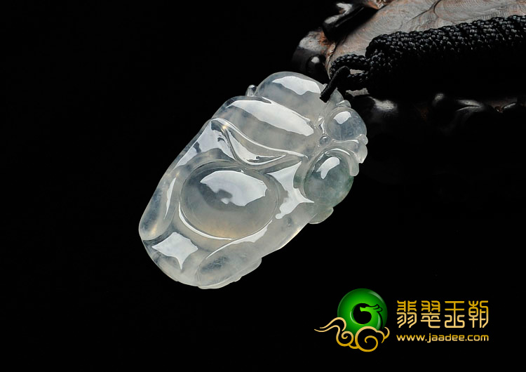 冰种略飘花缅甸翡翠逍遥佛挂件