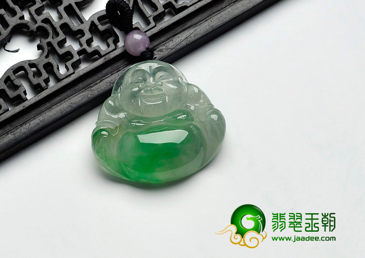 冰种飘翠缅甸翡翠玉佛挂件