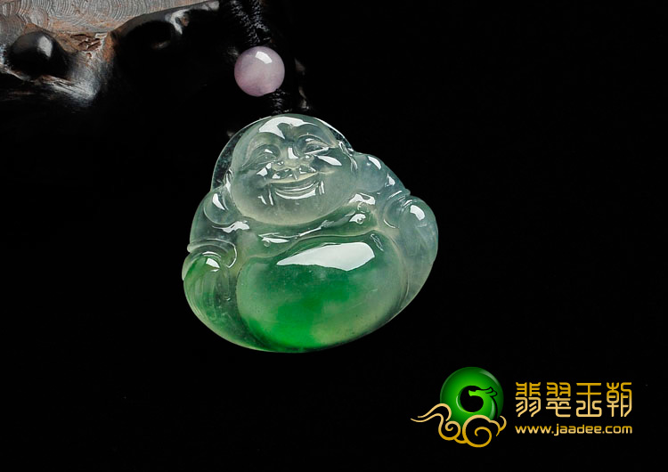冰种飘翠缅甸翡翠玉佛挂件