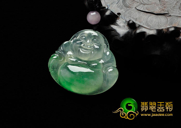 冰种飘翠缅甸翡翠玉佛挂件