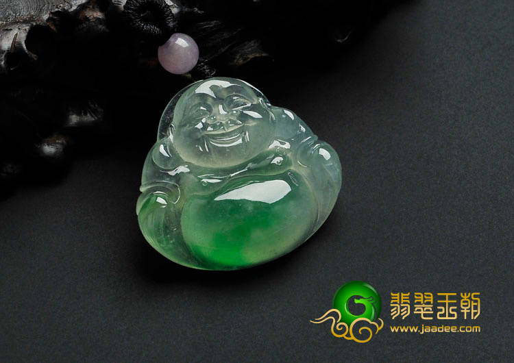 冰种飘翠缅甸翡翠玉佛挂件