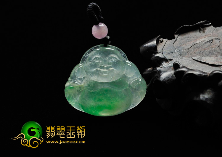 冰种飘翠缅甸翡翠玉佛挂件