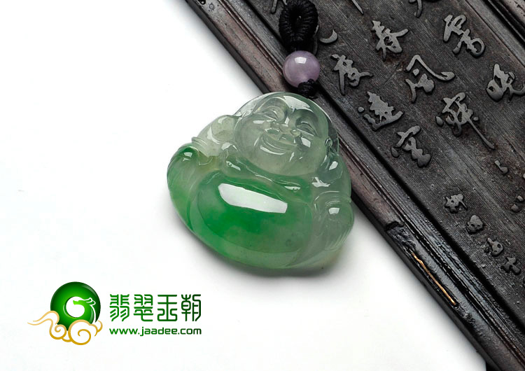 冰种飘翠缅甸翡翠玉佛挂件