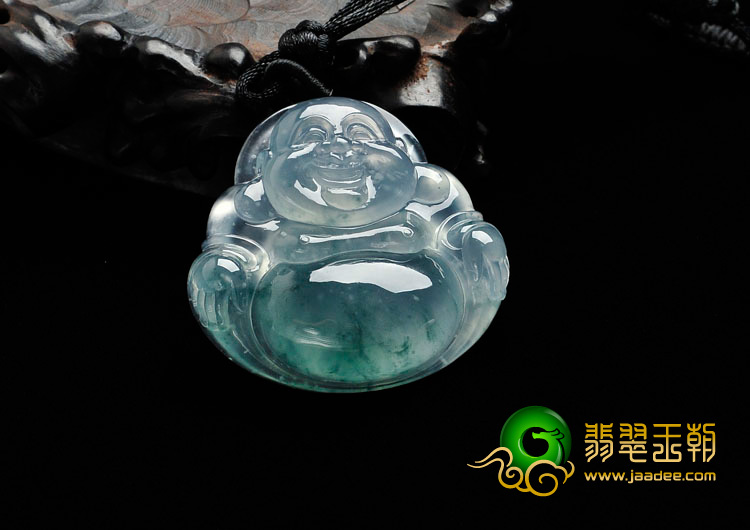 冰玻种飘花缅甸翡翠玉佛挂件