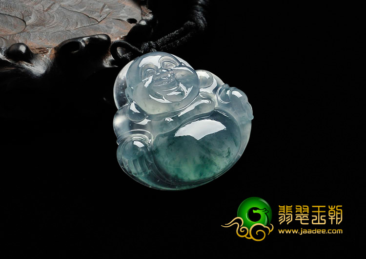 冰玻种飘花缅甸翡翠玉佛挂件
