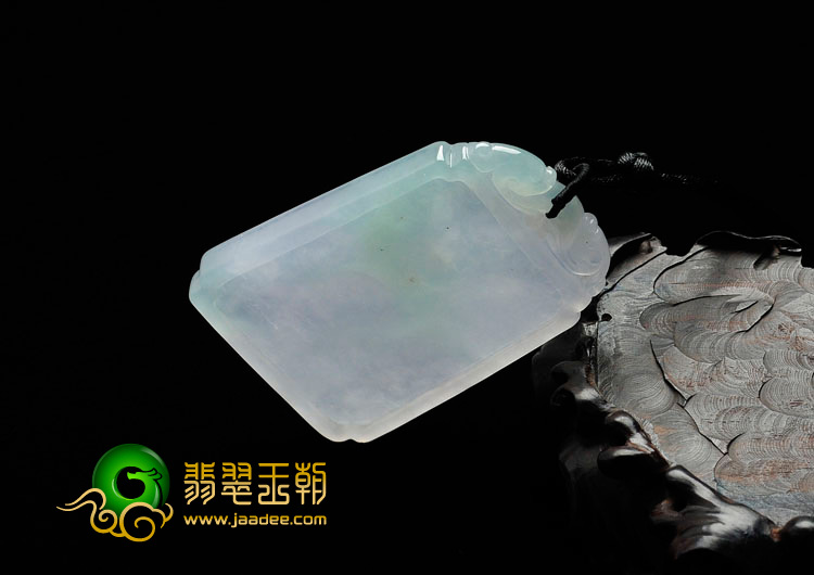 冰种翠色缅甸翡翠平安无事牌挂件