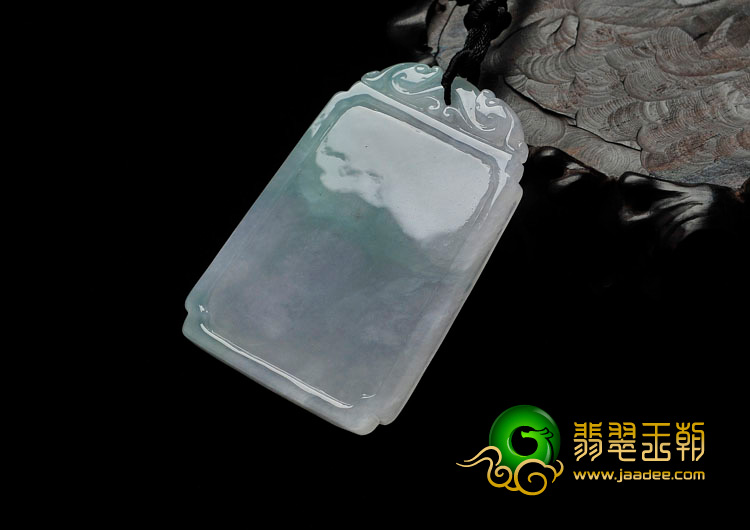 冰种翠色缅甸翡翠平安无事牌挂件