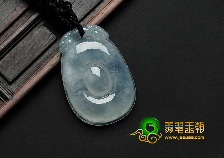 冰种飘花缅甸翡翠福在眼前挂件