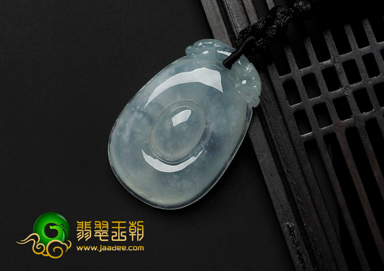 冰种飘花缅甸翡翠福在眼前挂件