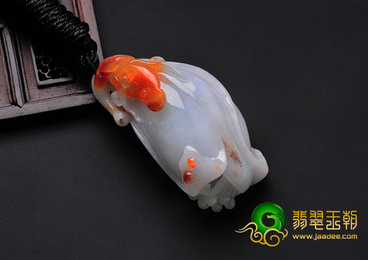 糯冰种红黄翡缅甸翡翠玉兰花挂件