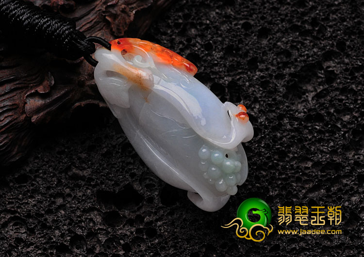 糯冰种红黄翡缅甸翡翠玉兰花挂件