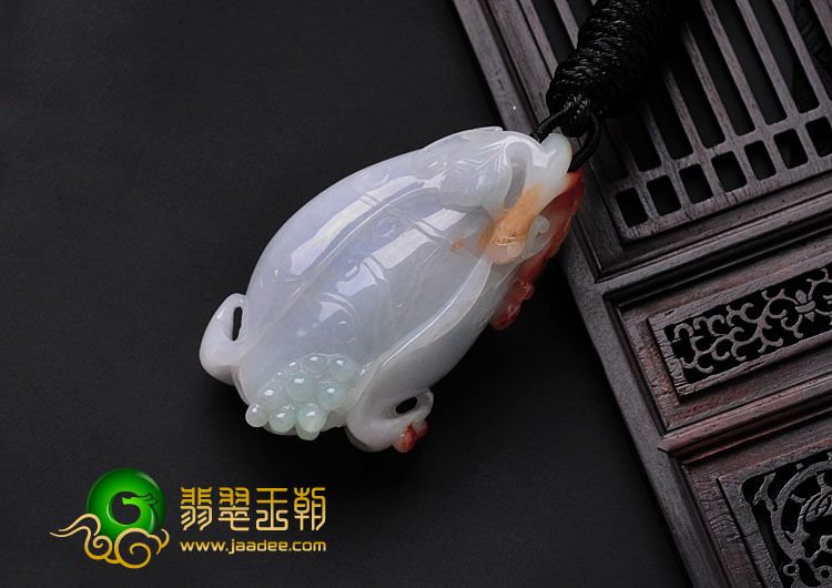 糯冰种红黄翡缅甸翡翠玉兰花挂件
