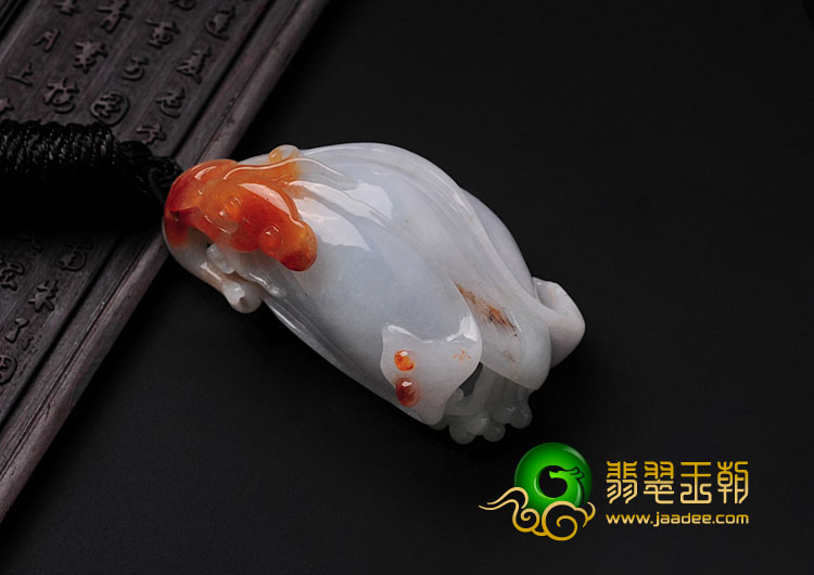 糯冰种红黄翡缅甸翡翠玉兰花挂件