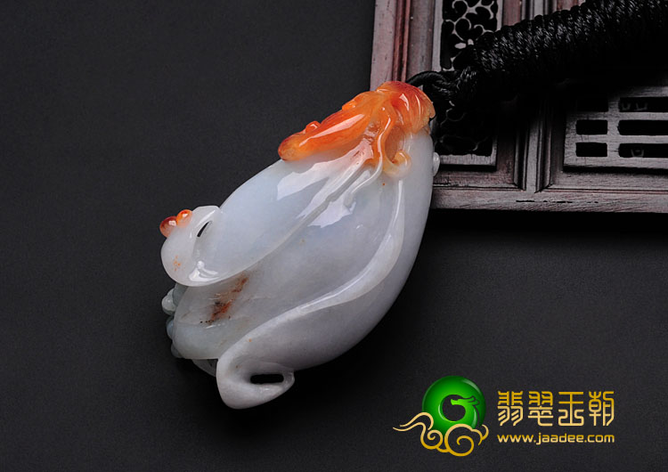 糯冰种红黄翡缅甸翡翠玉兰花挂件