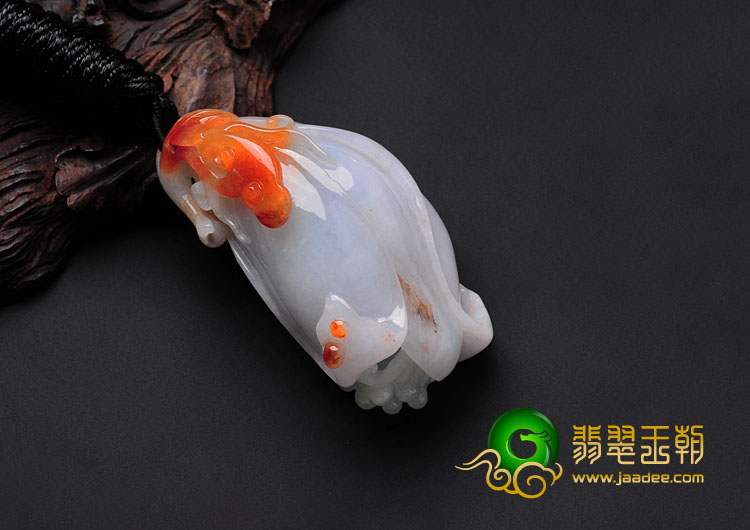 糯冰种红黄翡缅甸翡翠玉兰花挂件