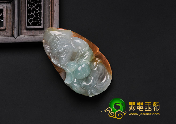 冰种红黄翡晴水缅甸翡翠济公挂件