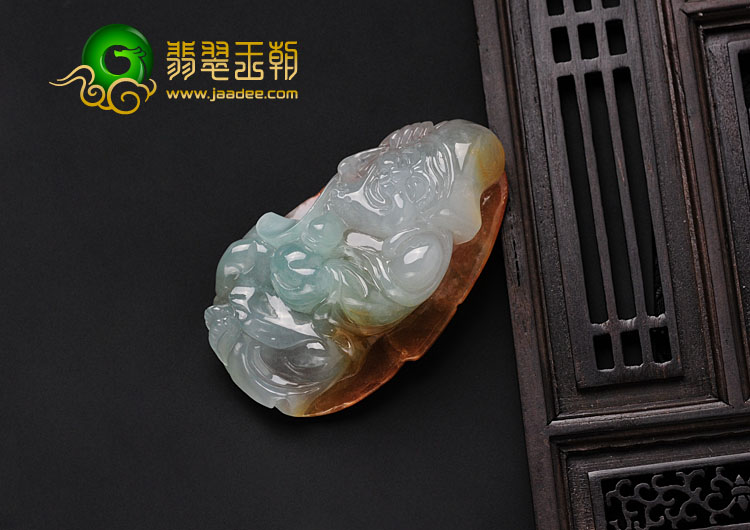冰种红黄翡晴水缅甸翡翠济公挂件