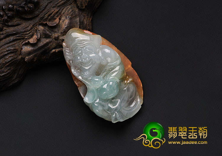 冰种红黄翡晴水缅甸翡翠济公挂件