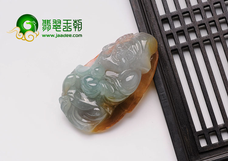 冰种红黄翡晴水缅甸翡翠济公挂件