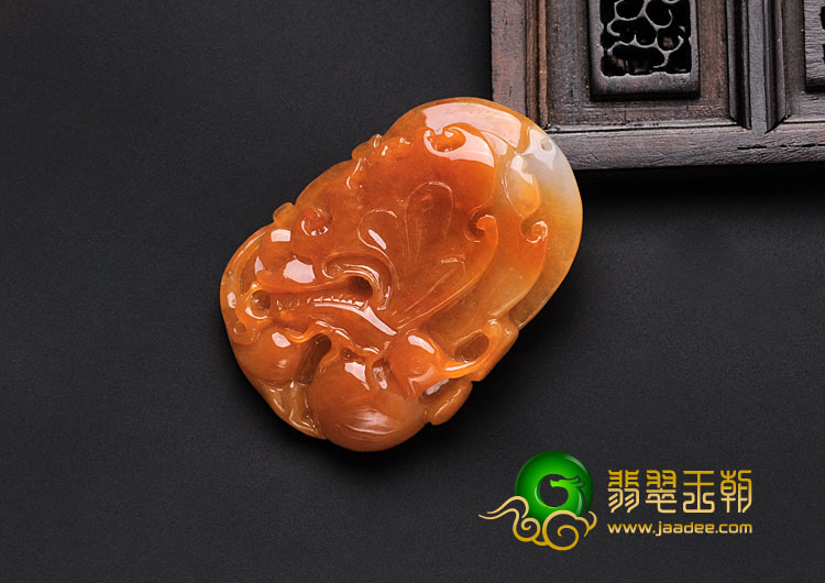 糯冰种红黄翡缅甸翡翠蝴蝶挂件