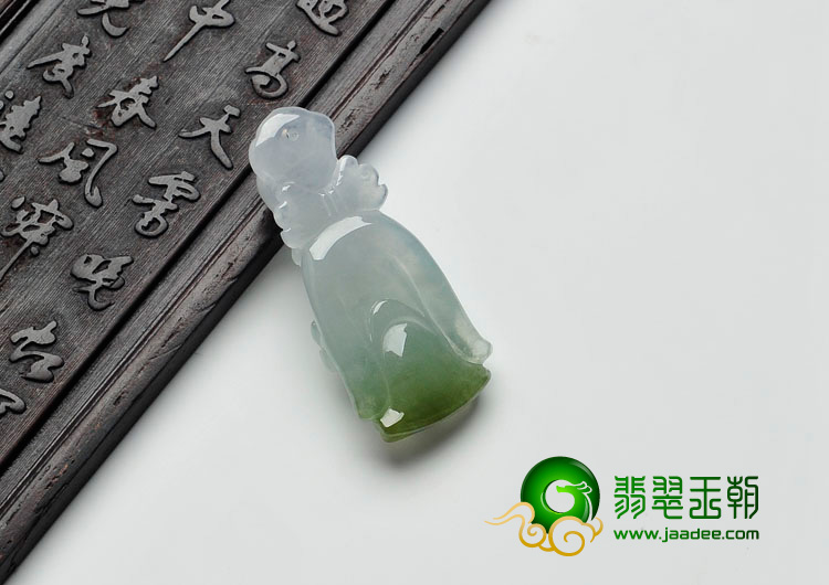 feicui冰种褐黄翡缅甸翡翠财神挂件