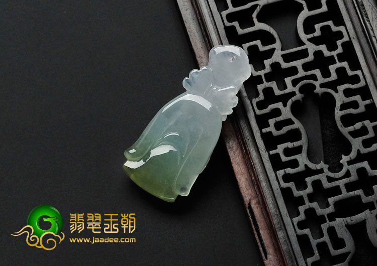 feicui冰种褐黄翡缅甸翡翠财神挂件