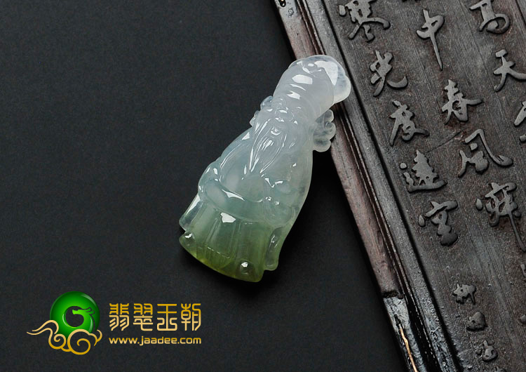feicui冰种褐黄翡缅甸翡翠财神挂件