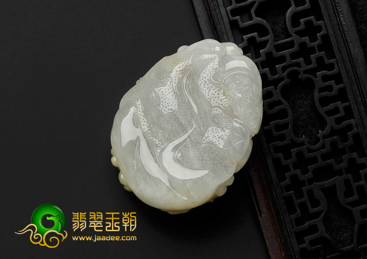 糯冰种淡黄翡缅甸翡翠鸟语花香挂件