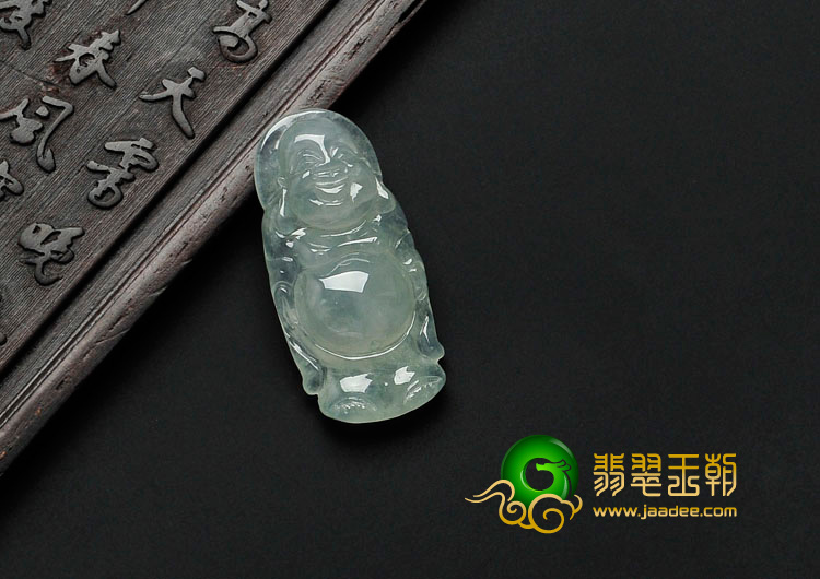冰种晴水缅甸翡翠站佛挂件