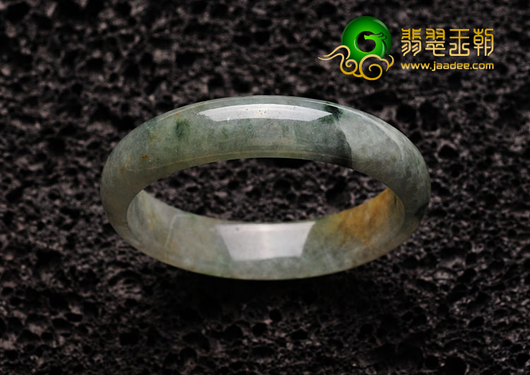 糯冰种黄翡飘花缅甸翡翠手镯（57mm）