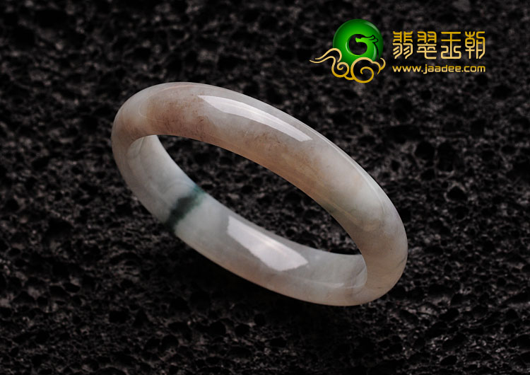 糯冰种淡紫罗兰飘花缅甸翡翠手镯（57.7mm）