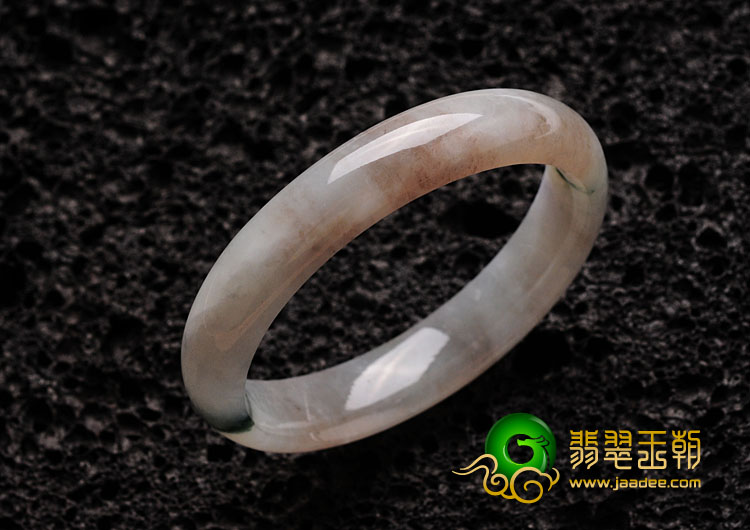 糯冰种淡紫罗兰飘花缅甸翡翠手镯（57.7mm）