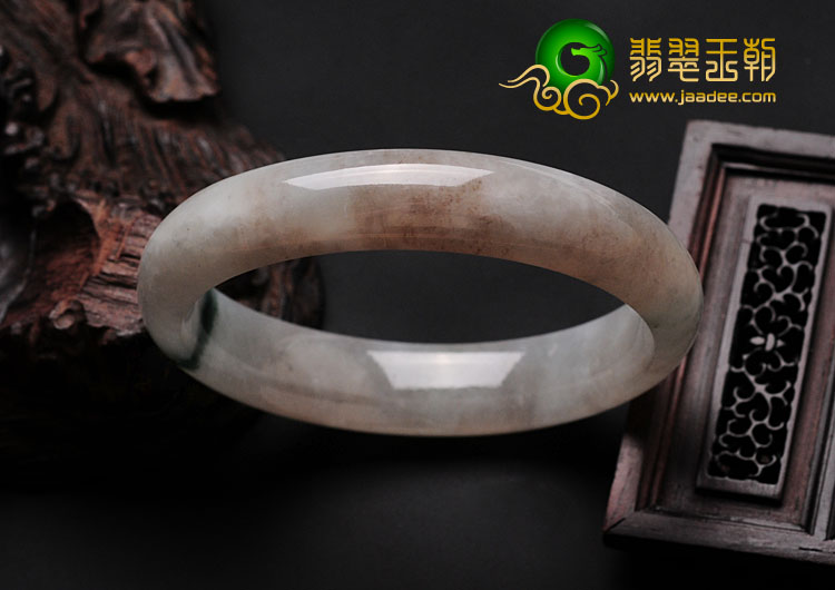 糯冰种淡紫罗兰飘花缅甸翡翠手镯（57.7mm）