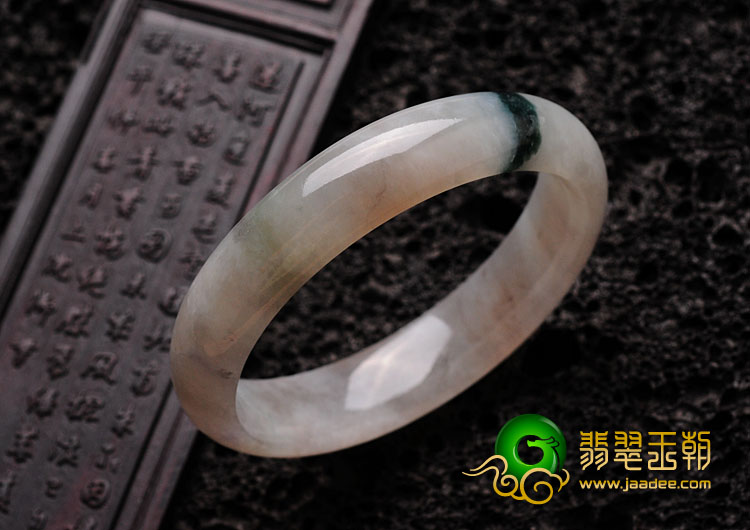 糯冰种淡紫罗兰飘花缅甸翡翠手镯（57.5mm）