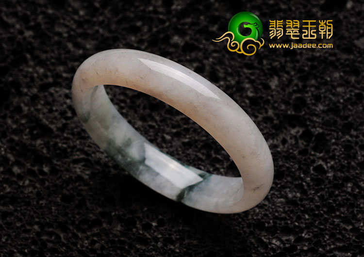 糯冰种淡紫罗兰飘花缅甸翡翠手镯（57.4mm）