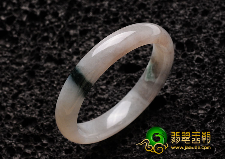 糯冰种淡紫罗兰飘花缅甸翡翠手镯（57.6mm）