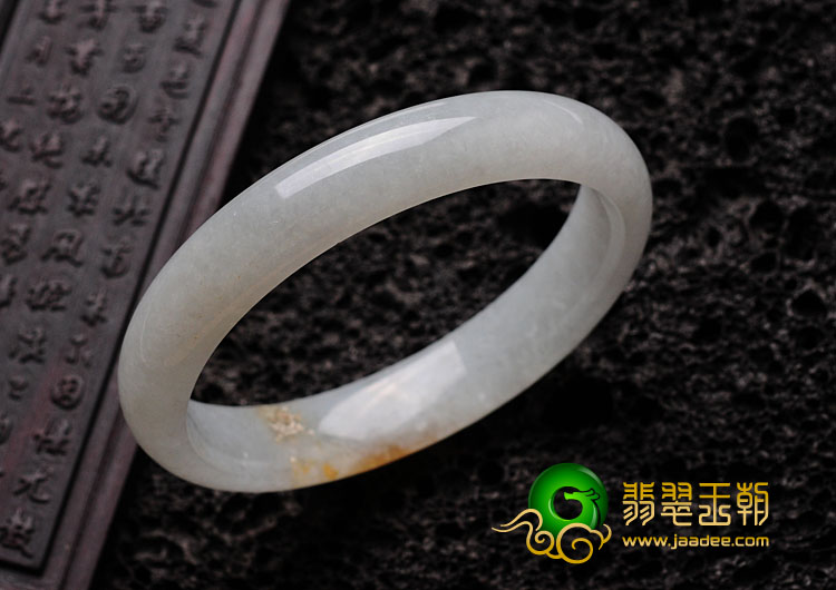 糯冰种黄翡缅甸翡翠手镯（59mm）