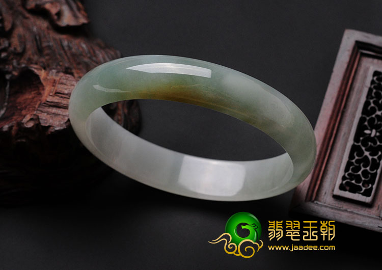 糯冰种晴水黄翡缅甸翡翠手镯（58.3)