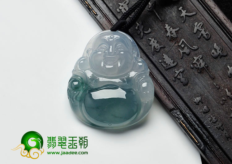 冰种淡紫罗兰飘花缅甸翡翠玉佛挂件
