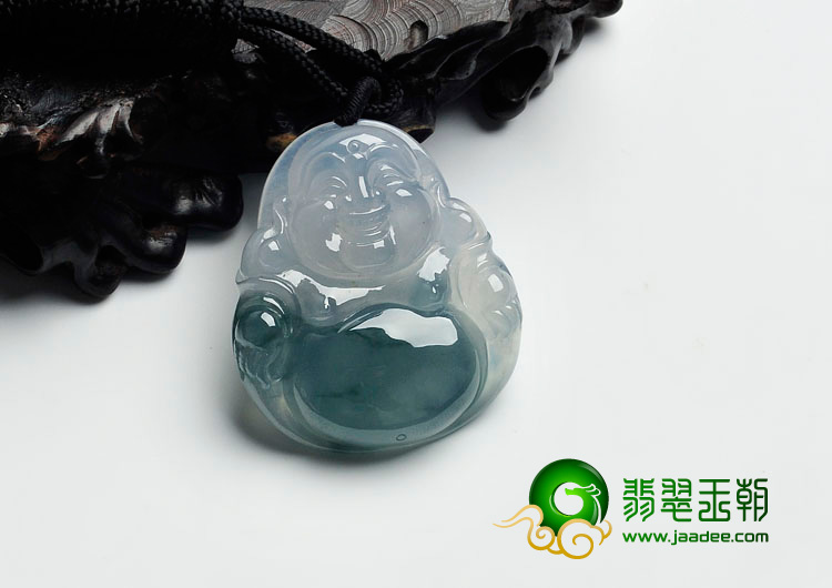 冰种淡紫罗兰飘花缅甸翡翠玉佛挂件