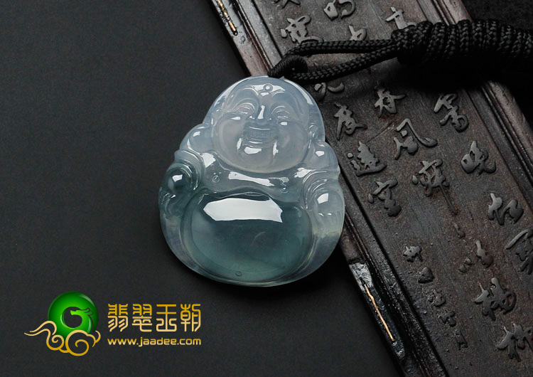 冰种淡紫罗兰飘花缅甸翡翠玉佛挂件