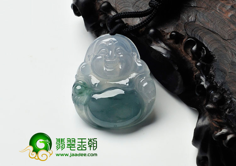冰种淡紫罗兰飘花缅甸翡翠玉佛挂件