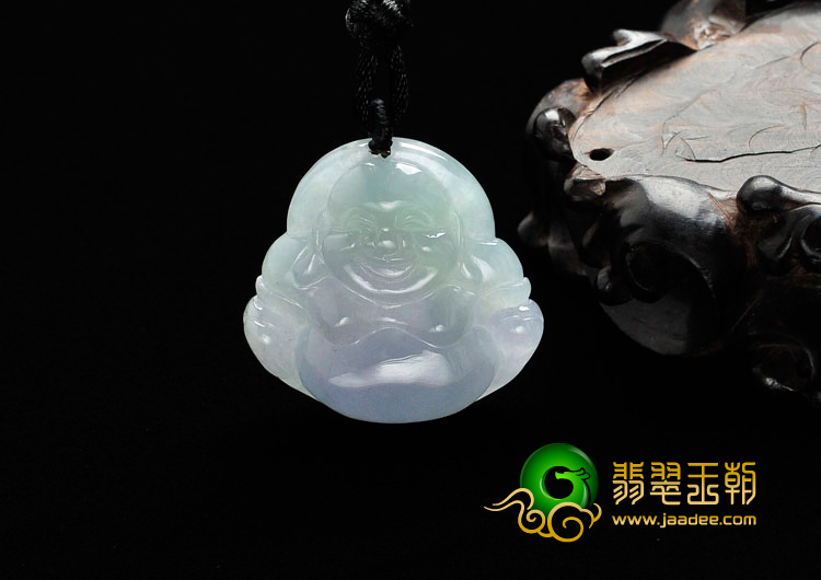 冰种春带彩缅甸翡翠玉佛挂件